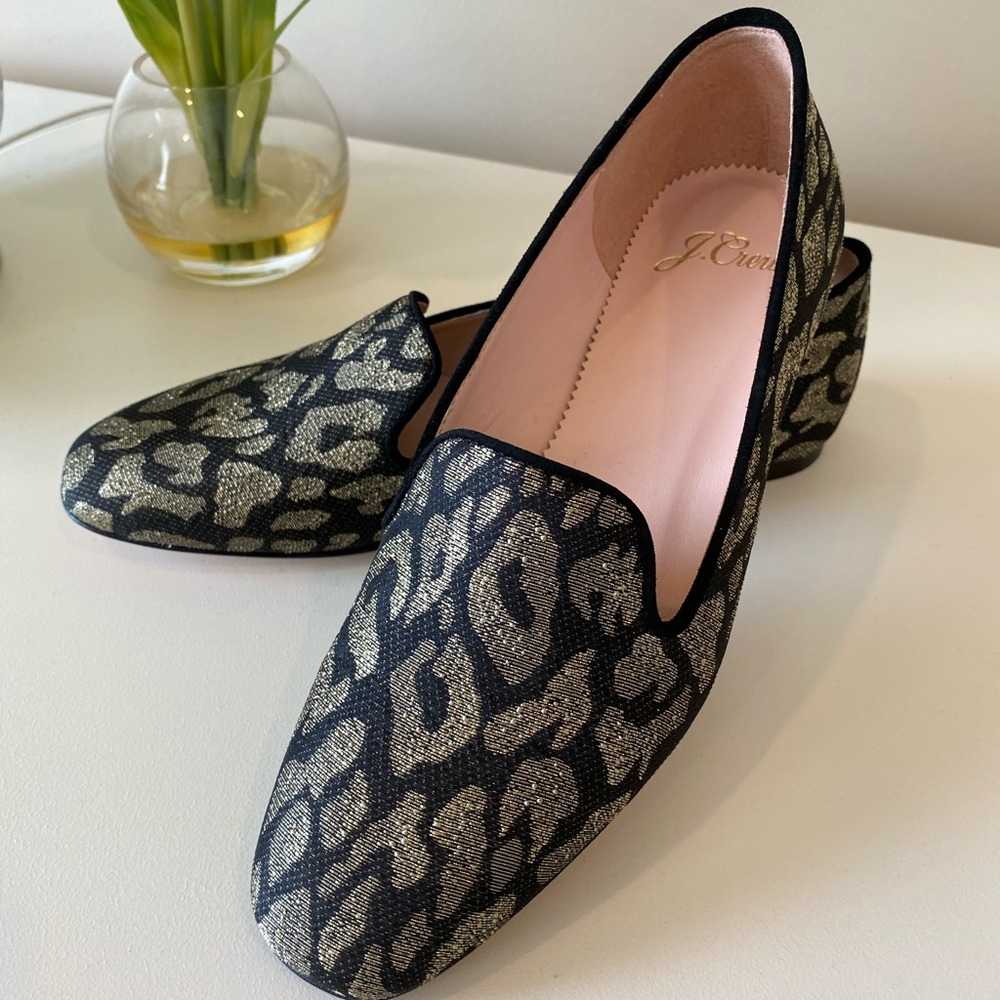 J.Crew Metallic Leopard Smoking Slipper
